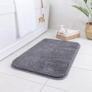 Fluffy Bathroom Bath Mat Anti-Slip Bath Carpets Doormat for Toilet Absorbent Floor Rug Beside Bathtub Wash Basin Washable 17.5 x 29 Inch