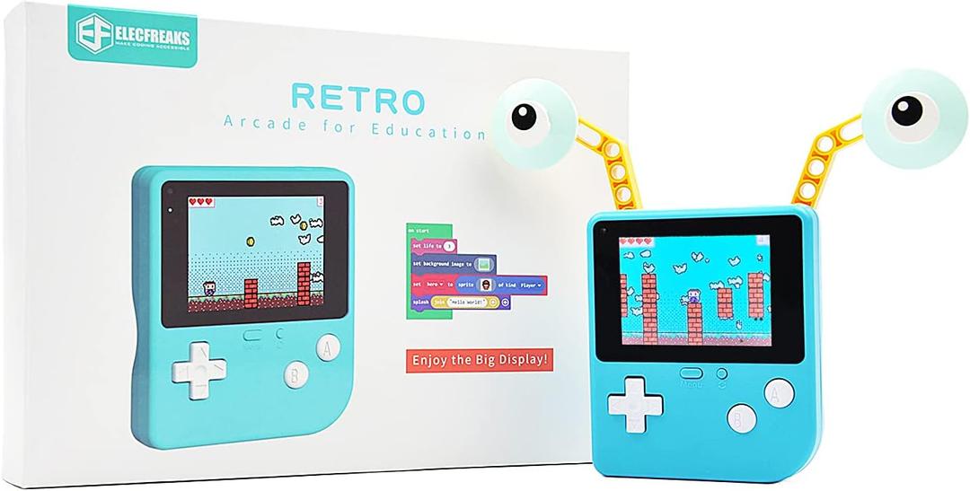 ELECFREAKS Retro Coding Arcade for Microsoft Makecode DIY Programmable Handheld Game Console Suitable for STEM Education, Game Programming Learning Machine Supports Block Programming and Python