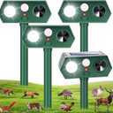 2026 Upgraded Solar Ultrasonic Animal Repeller Deer Repellent Devices with Motion Sensor & LED Strobe Cat Deterrent Outdoor to Keep Away Squirrel Rabbit Raccoon Dog for Yard, Lawn, Garden 4 Pack