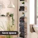 Floating Book Shelves for Wall, 6 Tier Invisible Floating Bookshelf, Vertical Spine Book Tower, Wall Mounted & Space Saving, Heavy Duty Metal Book Organizer for Home Office, 3 Pack White