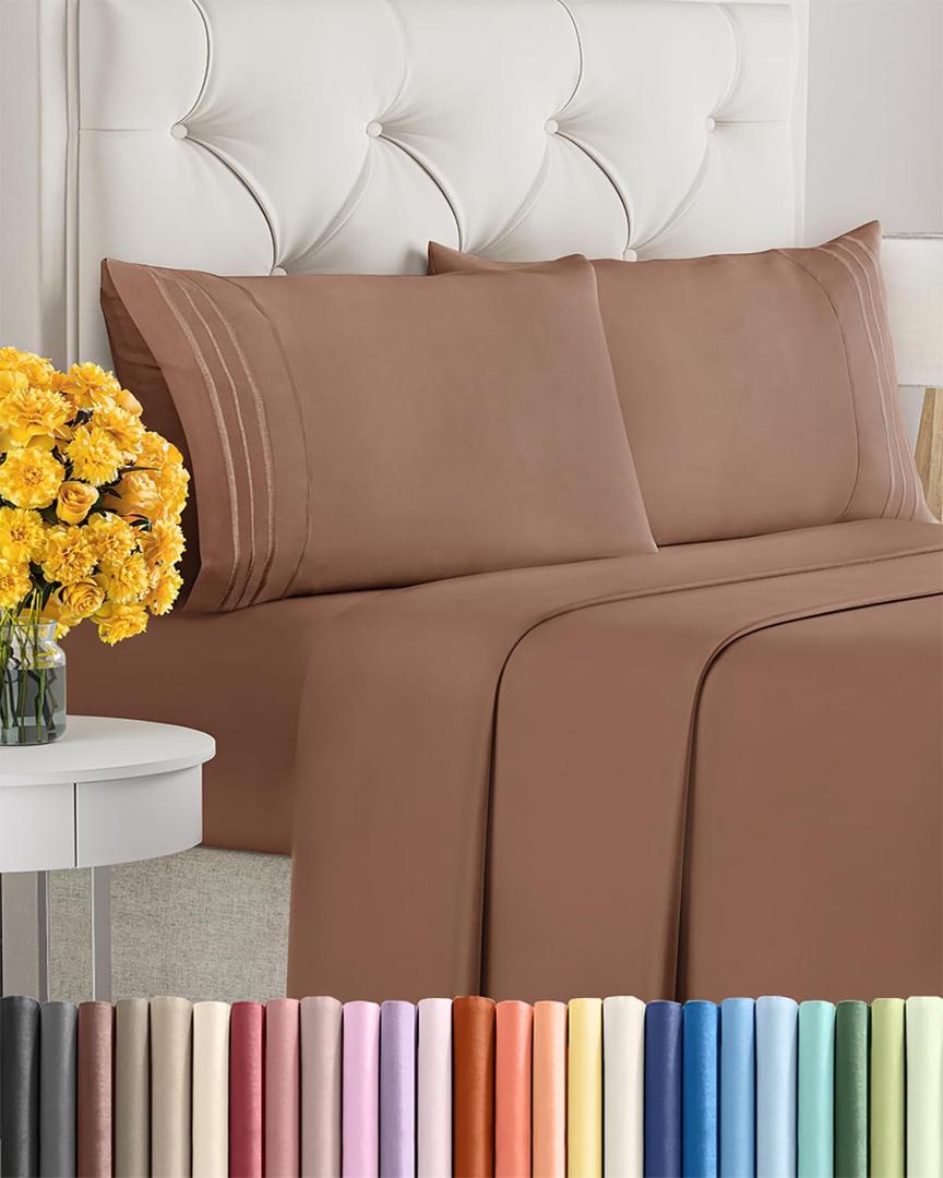 Copper Brown Oeko-Tex Hotel Luxury Durable Bed Sheets - Full Size 4 Piece Sheet Set - Extra Soft, Breathable And Cooling Sheets - Deep Pockets, Easy-Fit & Wrinkle-Free