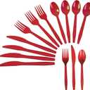 240 Pcs Disposable Red Plastic Silverware Set, Including Red Party Forks, Knives And Spoons 80 Pieces Each, Suitable For Parties, Weddings, Birthdays, Home Offices, Takeout