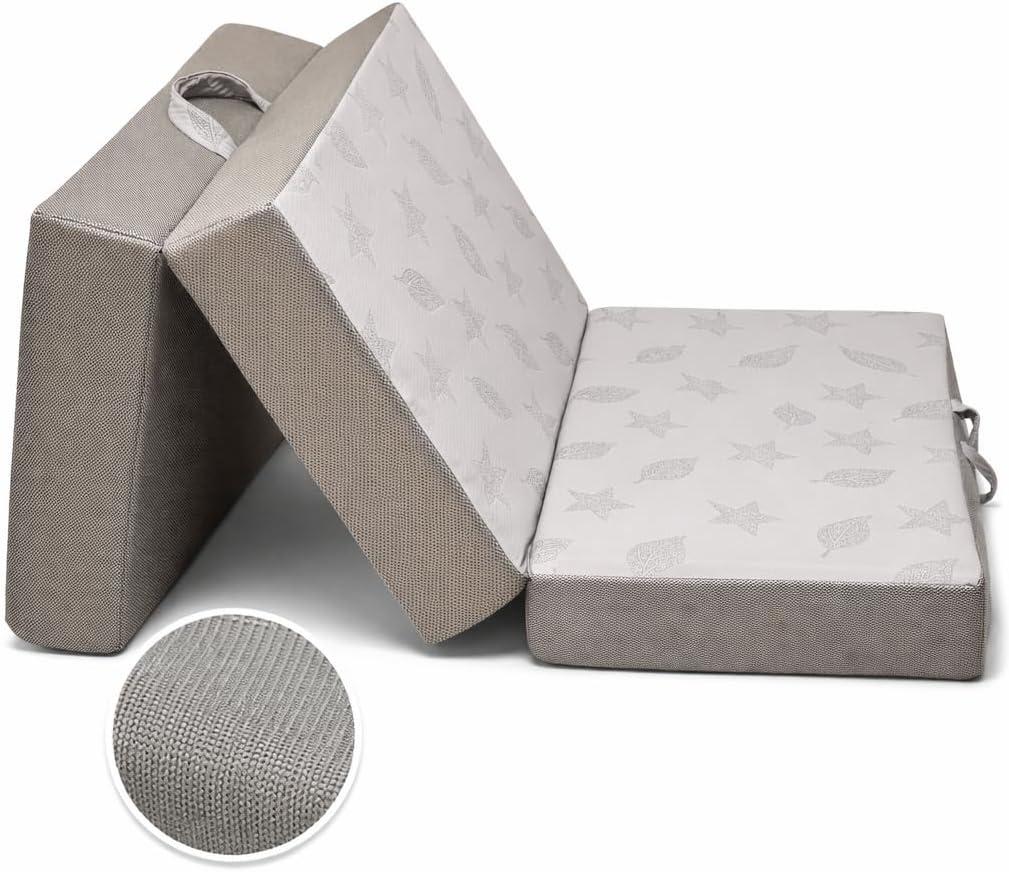 Tri Fold Floor Mattress Twin with 2 Washable Covers, 6-Inch Foam