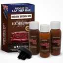 Leather Max Quick Blend Refinish and Repair Kit, Restore Couches, Recolor Furniture & Repair Car Seats, Jackets, Sofa, Boots / 3 Color Shades to Blend with Leather, Vinyl and Bonded (Brown Mix)