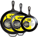Lodge Seasoned Cast Iron Skillet Set  PFASFree, NonToxic Cookware  Use with an Oven, Stove, Grill, or Campfire  Naturally NonStick & Oven Safe  8, 10.25 & 12 Inches