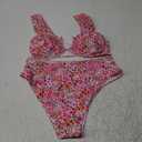 SOLY HUX Women's Floral Print Swimsuit V Wire High Waisted Bikini Set Two Piece Bathing Suit M