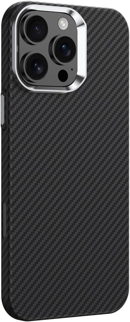 Magnetic Carbon Fiber Texture Case for iPhone 16 Pro Max, Compatible with MagSafe, with Metal Frame Camera Protection, Ultra Thin Lightweight Hard Case (iPhone 16 Pro Max)