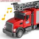 NIPLOOOW Kids Fire Truck Toy Friction Powered Fire Rescue Truck Vehicle Toy with Lights and Sirens Sounds, Water Pump, Ladder, Gifts for 3 4 5 6 7 8 Years Old Boys Girls