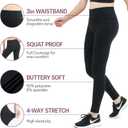 2 x SATINA High Waisted Leggings for Women - Comfortable and Stretchy in Versatile Sizes and Colors - Workout Yoga Leggings Set (Black & Charcoal)