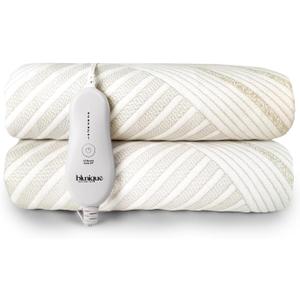 blunique Electric Heated Mattress Pad Twin Size Single Control Bed Warmer, Deep Pocket, 10-Hour Auto Off, Machine Washable, 3D Air Layer Fabric, 39"x75", Gold