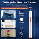 Acavado Nose Hair Trimmer for Men Women, Painless USB Rechargeable Nose Trimmer for Men, Eyebrow & Facial Hair Trimmer Dual Edge Blades for Smoother Cutting with IPX7 Waterproof, White