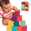 B. toys – Baby Blocks – Stacking & Building Toys For Babies – 10 Soft Blocks With Numbers, Shapes, Animals – Educational & Developmental – 6+ Months – One Two Squeeze