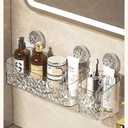Glacier Pattern Suction Cup Shelf - Stylish Shower Caddy with Convenient Soap Dispenser Elegant and Functional (Large, White)