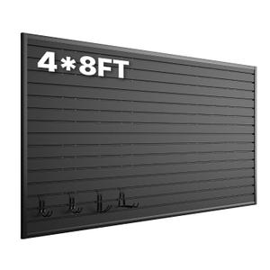SMARTSTANDARD Black 4x8FT Slatwall Panels, PVC Slat Wall Panels for Storage