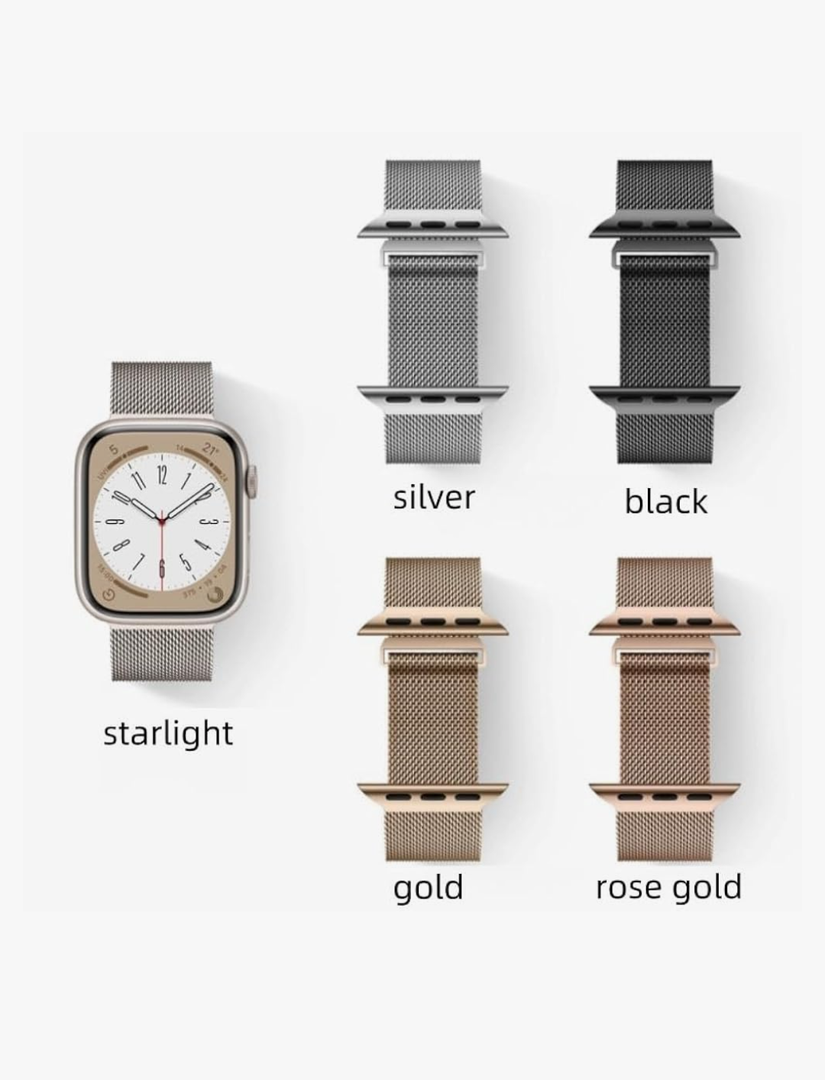 Milanese Loop Stainless Steel Magnetic Wrist Strap for Apple Watch - Compatible with Series 1-8 & SE
