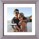 Malden International Designs 5x5 Floating Glass Picture Frame Displays 4x4 Photo, Gray MDF with Wood Grain Finish