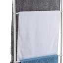 MyGift 4 Tier Over The Door Towel Rack, Bathroom Towel Holder Ladder, Space Saving Over Shower Door Drying Rack for Towels & Blankets, White Metal