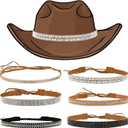 TLY 6 Pcs Rhinestone Hat Band Bling Cowboy Hat Bands for Women Western Style Adjustable Hat - Caps, Cowboy Hat Accessories
