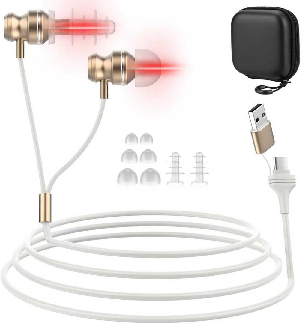 2-in-1 Red Light Device for Ears & Nose,650nm LED for Ear Comfort,Sinus Support& Daily Relaxation with USB & Type-C,Includes Soft Silicone Tips and Travel Case