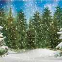 Funnytree 7x5FT Winter Forest Landscape Photography Backdrop Snowy Christmas Pine Tree Background Natural Scene Xmas Party Wall Decoration Supplies Photo Booth