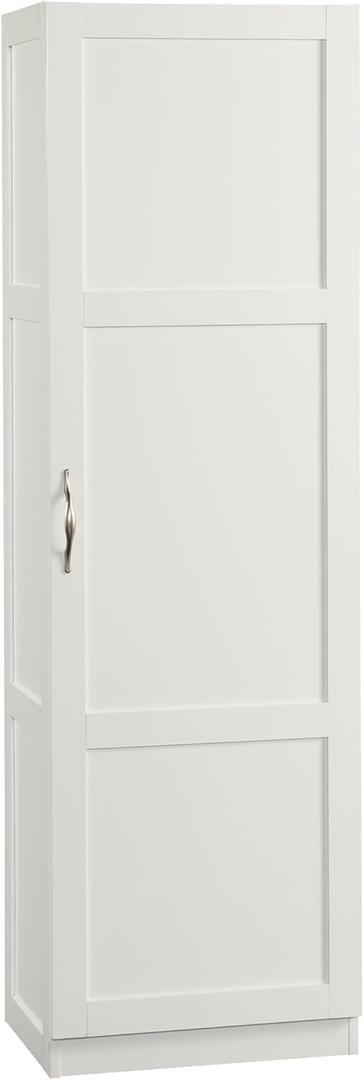 Sauder Miscellaneous Tall Storage Cabinet, Kitchen Pantry, Single Door with Adjustable Shelves, White Finish