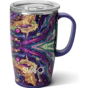 Swig Stainless Steel Insulated Travel Mug, 18 oz, Purple Reign, Double Wall Vacuum Sealed, Dishwasher Safe, Cup Holder Friendly