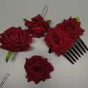 4 Pieces Rose Flower Hair Clip Big Rose Brooch Floral Clips Mexican Flower Hair Accessories for Woman Flamenco Dancer Bridal Party Wedding
