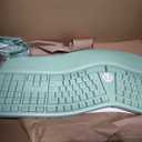 MEETION Ergonomic Keyboard and Mouse, Wireless Keyboard with Vertical Mouse, Split Curved Keyboard with Wrist Rest, USB C Rechargeable Full Size, Windows/Mac/PC/Laptop, Green
