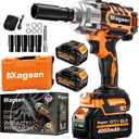 1/2 inch Cordless Impact Wrench, 900Ft-lbs (1200N.m) High Torque Brushless Impact Gun,3800RPM,2x4000mAh Battery, 5 Sockets, LED Light, Electric Impact Motor Variable Speeds for Car/Mower/Pickup