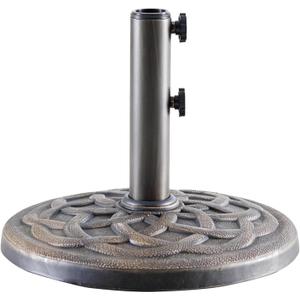NEWBULIG Patio Umbrella Base, Heavy-Duty Resin Outdoor Umbrella Stand, Weather-Resistant Powder Coated Umbrella Holder for Garden/Backyard/Deck/Pool, 2 Securing Knobs & 2 Rod Adapters, Bronze