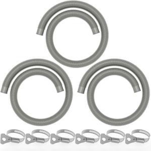 Poolvio Pool Hoses for Above Ground Pools 1.25" Diameter x 59" Long, 3-Pack, Heavy Duty UV Resistant & Leak-Proof Pool Pump Hoses with 6 Metal Thumb Clamps, Fits Intex Filter Pump 607/637