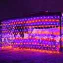 weillsnow 198 LED Halloween Net Lights,9.8FT*6.6FT Connectable Plug in Waterproof Mesh Lights with 8 Modes, Halloween Decorations Outdoor for House, Garden, Bush Decor (Orange&Purple)