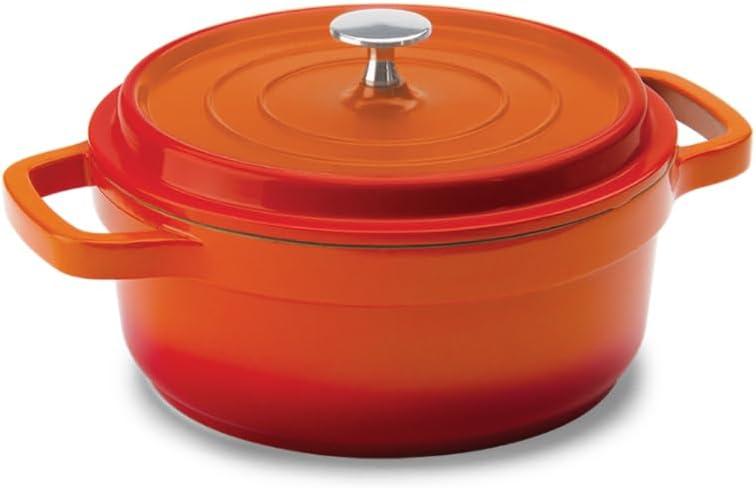 Hercules by Mundial, Cast-Aluminum Dutch Oven Pot with Lid & Handles, All Stove types, Oven-Safe Casserole Cookware with Nonstick Enamel, Orange 26L