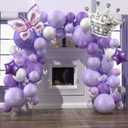 VinTS 124 pcs Purple Balloons Garland Arch Kit,Butterfly Lavender Baby Shower Balloons 13Pcs Butterfly Stickers for Girl Mother Wedding Birthday Party Decorations