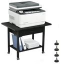 Large 22" x 15" Under Desk Printer Stand, 2-Tier Shelf Printer Table with Storage Fabric Drawer and Wheels, Rolling Cart for Home Office Fits 3D Printer, Scanner (Black)