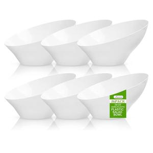 Liacere 16PCS White Plastic Serving Bowls - 54 OZ Angled Table Salad and Fruit Bowls - Disposable for Chip&Candy - Ideal for Party & Wedding & New Year