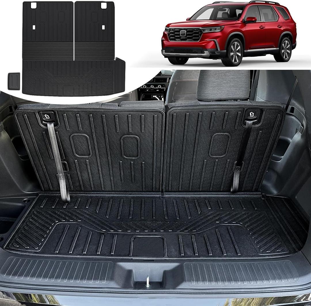 Cargo Mat for Honda Pilot 2023-2025 2026, All Weather TPE Cargo Liner with Backrest Mat Interior Protection for Honda Pilot TrailSport Touring Elite EXL Black Edition Accessories