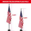 SENZHIYI Indoor Telescoping Flag Pole with Base 6FT-8FT,Aluminum Commercial Indoor Flagpole with Black Ball Top Finial,Heavy Duty Indoor Flag Pole Kit for Office School City Hall Black 2Pack