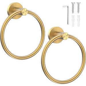 SetSail Towel Holder for Bathroom Wall Gold Towel Ring Stainless Steel Hand Towel Holder Heavy Duty Towel Hanger for Bath, Kitchen (1 pack)