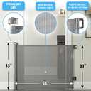Cumbor Baby Gate Retractable Gates for Stairs, Mesh Dog Gate for The House, Wide Pet Gate 33" Tall, Extends to 55" Wide, Long Child Safety Gates for Doorways, Hallways, Cat Gate Indoor/Outdoor(Gray)