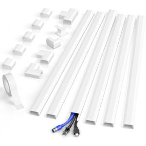 Delamu Cord Hider, Large Cord Covers for 2-3 Wires, Wire Covers for Cords Cable Hider, 94.5in Wire Hiders for TV on Wall, Easy Set up Cable Cover Management Kit, 6X L15.7 W1.0 H0.53in (White)