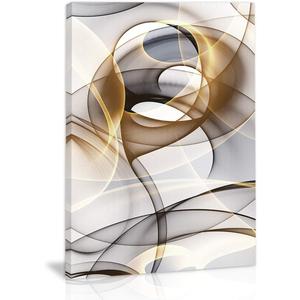 Abstract Wall Art Modern Abstract Wall Decor Gray And Gold Canvas Picture Painting Kitchen Prints Pictures for Home Living Dining Room 24 X 36Inches