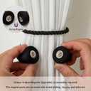 Magnetic Curtain Tiebacks 6 Pack Outdoor Rope Curtain Tie Backs Decorative Window Treatment Holdbacks for Home Decorative Curtain, Black