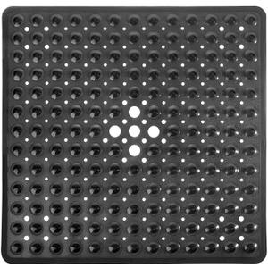 Yimobra Shower Mat 21x21 Inch Square, Non Slip Bathtub Mat with Large Suction Cups&Drain Holes, Soft Fast Dry Shower Stall Mats for Inside Shower, Machine Washable BPA-Free, Bath Essentials, Black