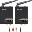 YMOO 2.4Ghz Wireless Audio Transmitter Receiver,192kHz/24bit HiFi Audio,20ms Ultra Low Latency,320ft Long Range RCA Jack Adapter for Speaker/soundbar to TV/PC/CD Player/Computer/Projector