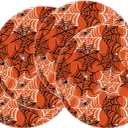 XCHI Spooky Orange and Black Spider Web Halloween Round Placemats Set of 4 Table Mats for Party Home Kitchen Dining Table Decorations 14x14 Inch