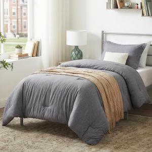 CozyLux Twin/Twin XL Comforter Set Dorm Bedding - 2 Pieces Heathered Grey Twin Extra Long Soft Luxury Comforter for College, Gray Breathable Lightweight Bed Sets with 1 Comforter and 1 Pillow Sham