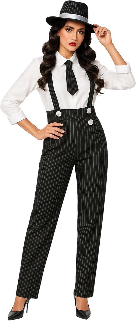 fun shack 20s Gangster Costume for Women, 1920s Mobster Outfit, Halloween Costume for Women, Large