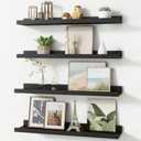 Picture Ledge Shelf, Floating Shelves Set of 4, 6"x36" Inches Long Nursery Book Shelves for Toys Storage, Kids Bookshelf Wall Mounted for Living Room Bedroom Decor Books Photo Frames, Modern Black
