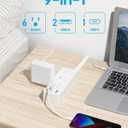 Power Strip Surge Protector, Olcorife Ultra Thin Flat Plug Extension Cord 5ft, 6 Outlets 3 USB Ports(1 USB C), 3 Sided Outlet Extender for Home Office Travel Dorm Room Essentials, White